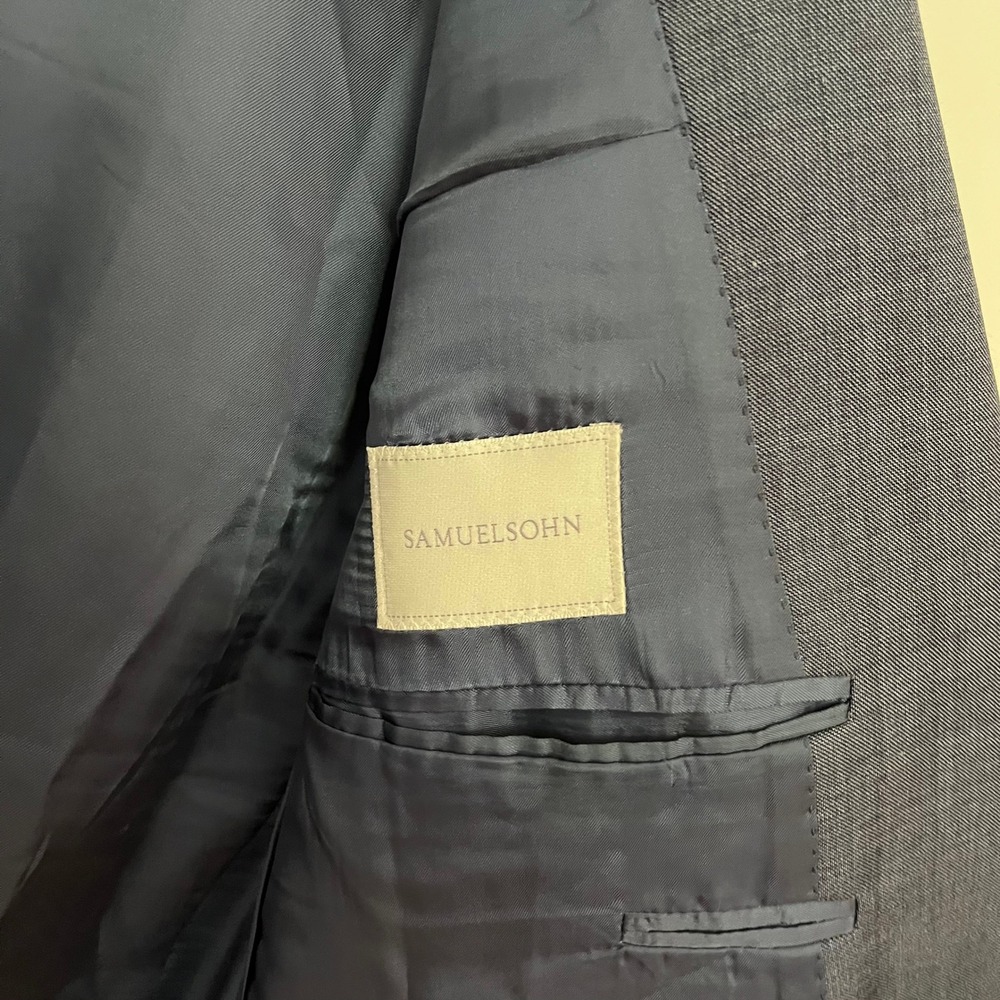 Samuelsohn SB Beckett Mens 42 Regular Grey Super 130s Wool Blazer Sport Coat